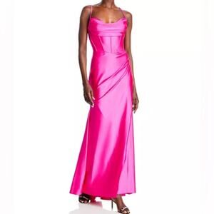 AQUA Formal Satin Corset Gown Pink Women’s
